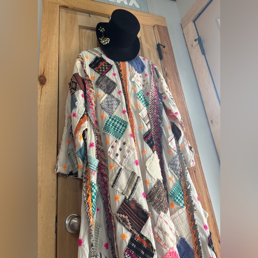 🆕 A Rare Bird Patchwork Multicolor Open Front Cardigan OS - Picture 11 of 16